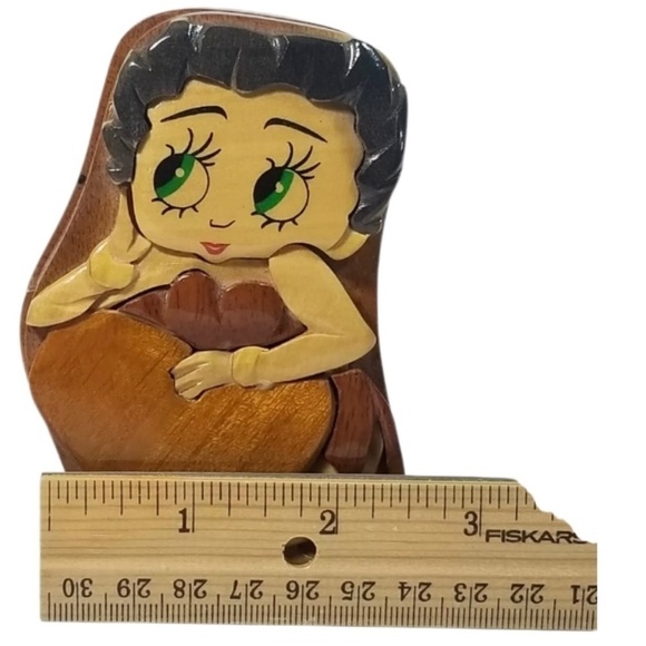 Betty Boop Puzzle Box 1990s Hand Carved - Picture 6 of 8